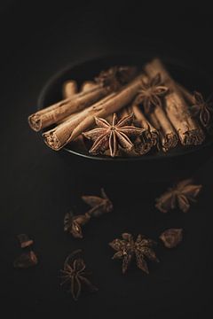 Star anise and cinnamon sticks by Melanie Schat