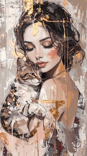 Frau mit junger Katze
