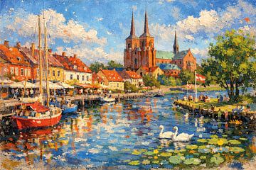 Roskilde in Denmark, an impressionist painting. by Gallery Hoppenbrouwers