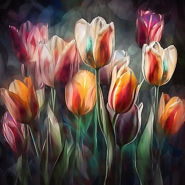 Tulpen, abstrakt von Carla van Zomeren