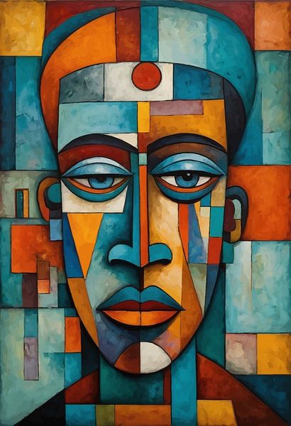 Abstract African Cubist Woman Art Portrait by MIROKKU