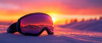 Zonsondergang boven verse sneeuw van Poster Art Shop