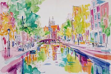 Amsterdam van Abstract Schilderij