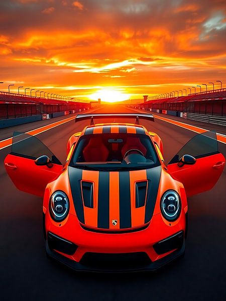 Porsche 911 GT3 RS Lava Orange Sonnenuntergang von MIROKKU
