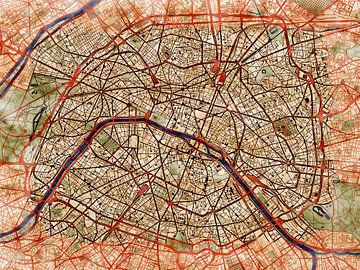 Karte von Paris im stil 'Serene Summer' von Maporia