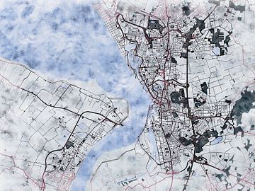 Kaart van Bremerhaven in de stijl 'White Winter' van Maporia