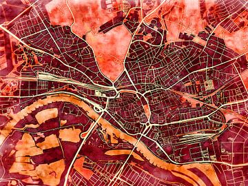Kaart van Arnhem in de stijl 'Amber Autumn' van Maporia