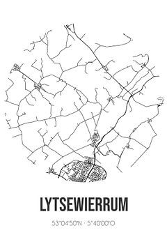 Lytsewierrum (Fryslan) | Landkaart | Zwart-wit van Rezona