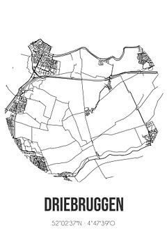 Driebruggen (Zuid-Holland) | Landkaart | Zwart-wit van MijnStadsPoster