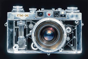 Uitsnede van een vintage slr camera met intern mechanisme van Markus Gann