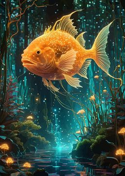 Golden Fish in Enchanted Forest by MIROKKU