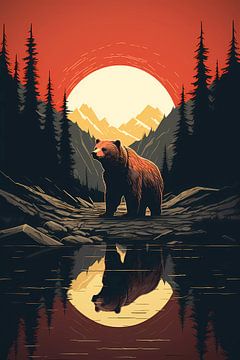 ours sauvage au coucher du soleil sur haroulita