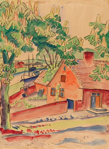 Max Pechstein, Huis onder kastanjebomen, 1926
