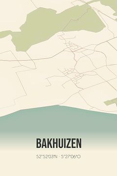 Vintage landkaart van Bakhuizen (Fryslan) van MijnStadsPoster