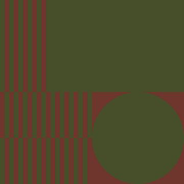 70s Retro veelkleurige abstracte vormen in groen en bruin I van Dina Dankers