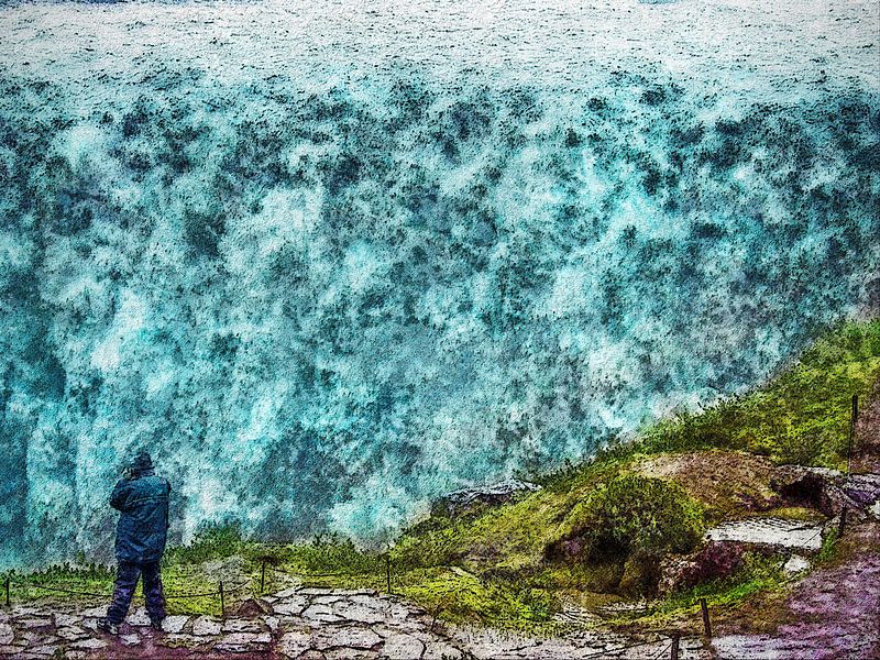 Island: Detifoss im Regen von Frans Blok