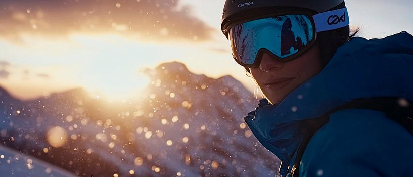 Sonnenschein beim Skifahren im Schnee von Poster Art Shop