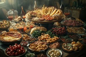 Wein und Essen, Essen und Trinken während der Feiertage