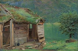 Amaldus Nielsen,Farm on Balestrand, Lakeside cabin landsch