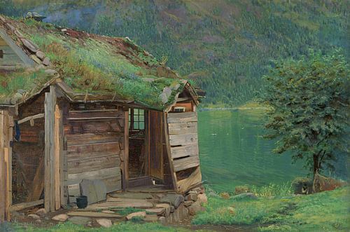 Amaldus Nielsen,Boerderij op Balestrand, Lakeside cabine landsch