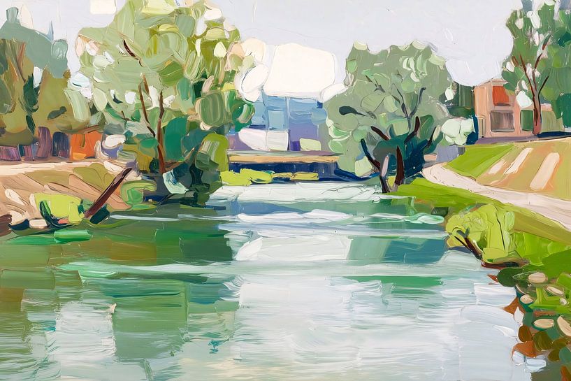 Rustige rivier met bomen van Art & Soul Creations