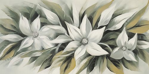 Bloemen in olijfgroen en taupe