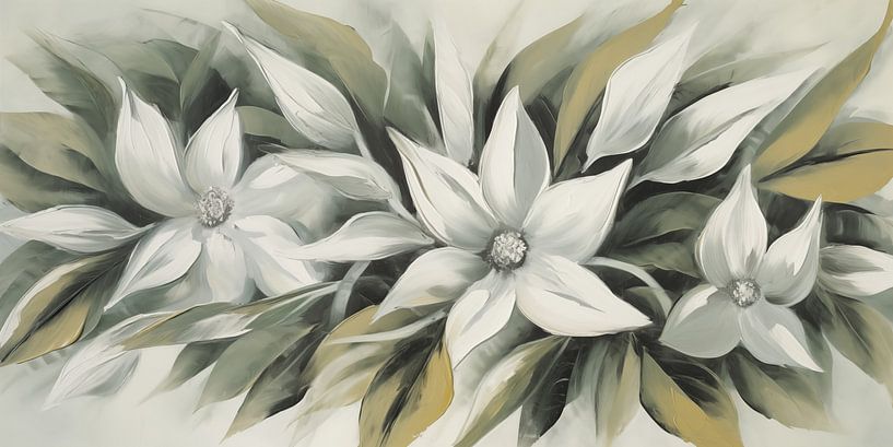 Flowers in olive green and taupe by Bert Nijholt