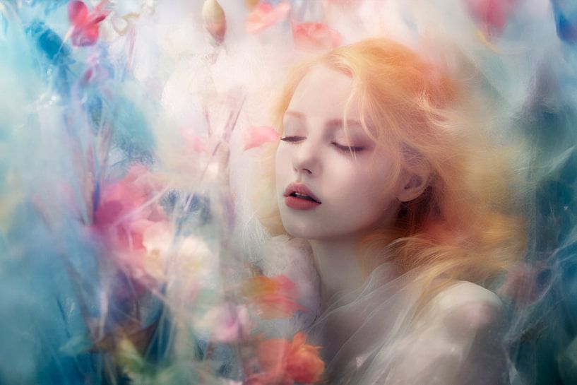 Portrait of a Woman with Flowers - Romantic and Ethereal Artwork by Joriali photography and paintings
