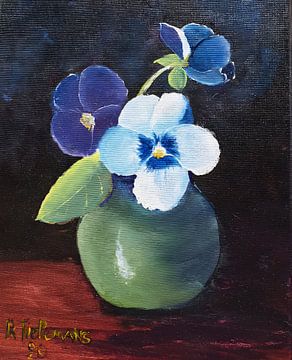Viooltjes in Vaas van Rita Tielemans Kunst