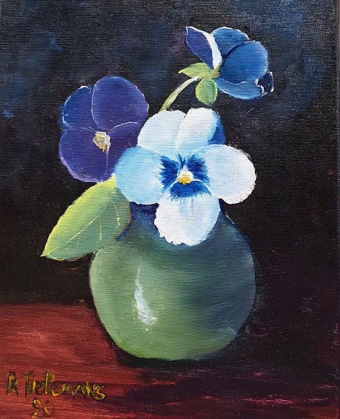 Viooltjes in Vaas van Rita Tielemans Kunst
