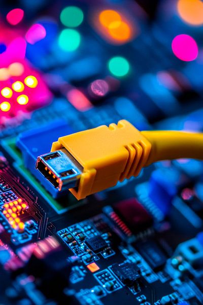 Cable connection on a motherboard by Poster Art Shop