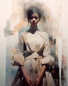 Portrait moderne dans des tons pastel sur Carla Van Iersel