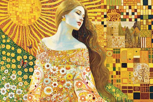 Sparkling Shining Summer (Zomergevoel). Vrouwenportret in de stijl van Klimt