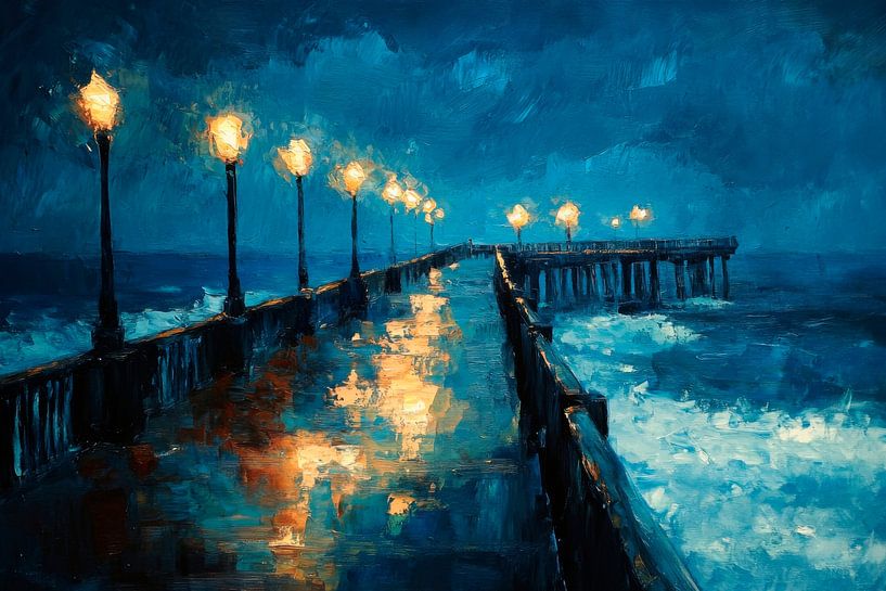 Night at the pier by Poster Art Shop