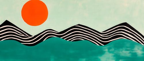 Abstract landschap met zon