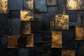 Gemälde Schwarz Gold | Oblong Gemälde | Großes Gemälde Wohnzimmer von AiArtLand