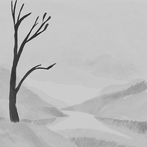 Silence - Grijs Schilderij