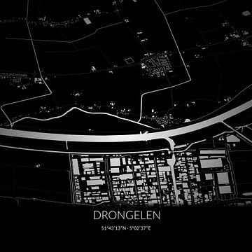 Schwarz-weiße Karte von Drongelen, Nordbrabant. von Rezona