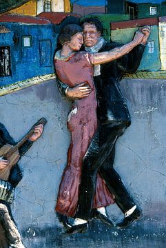 Tango tanzen in den Straßen von La Boca von Dirk Verwoerd