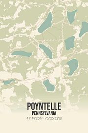 Carte ancienne de Poyntelle (Pennsylvanie), USA. sur Affiches de lieux