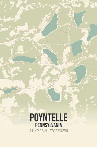 Vintage landkaart van Poyntelle (Pennsylvania), USA.
