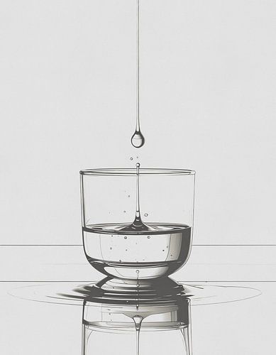 Minimal art - lijntekening waterglas 01