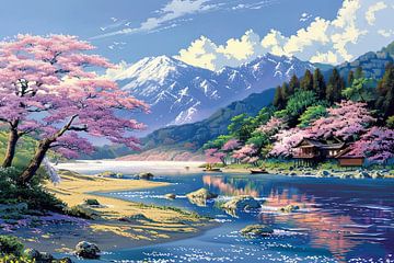 japans landschap prent van Egon Zitter