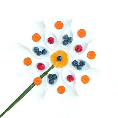 Een bloem van groente en fruit