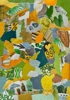 Collage de recyclage d'inspiration en vert jaune rétro