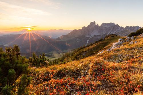 Berglandschap "Zonsondergang in de bergen"
