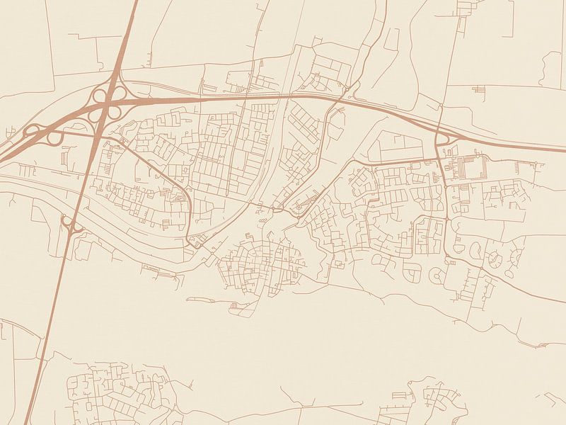 Terracotta style map of Gorinchem by De Kaartenwinkel