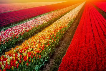 Champ de tulipes multicolores en Hollande Illustration sur Animaflora PicsStock