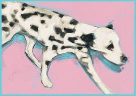 Dalmatien en mouvement – Art canin moderne dans des tons rosés délicats sur ATELIER KAMILA M