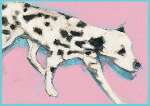 Dalmatiër in Beweging – Moderne Hondenkunst in Zachte rozetinten